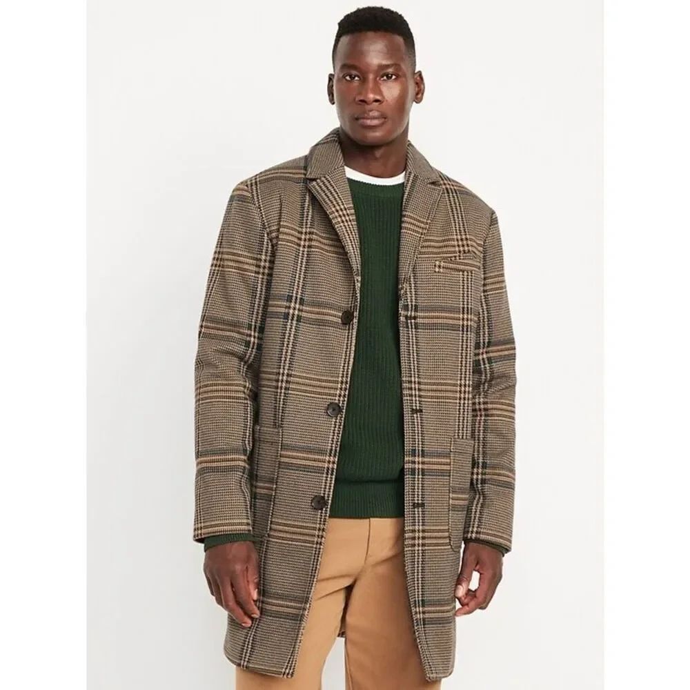 NWT Old Navy Plaid Overcoat – Classic Tailored Style | Size XXXL